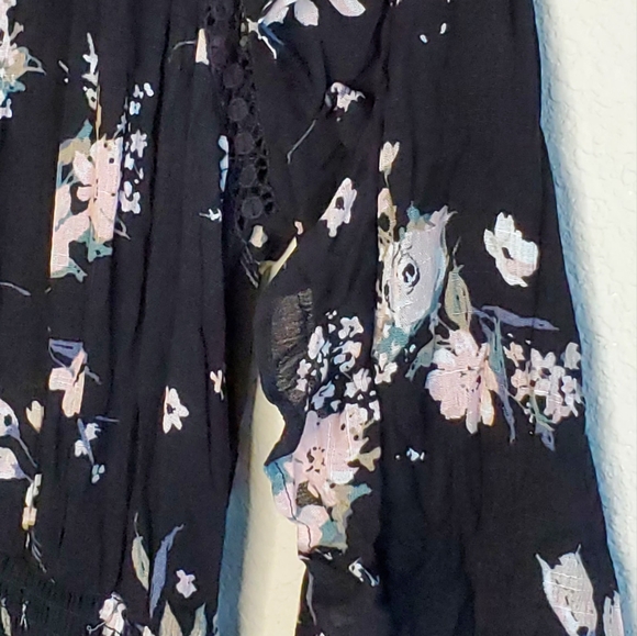 American Rag Dress in Black w/ Turquoise Flowers - Picture 4 of 8